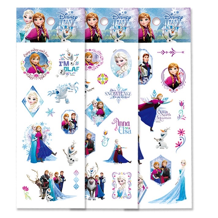 Set 12 Sticker hoạt hình công chúa Elsa + gấu Pooh + Nàng tiên cá 144 hình bóc dán KB221272