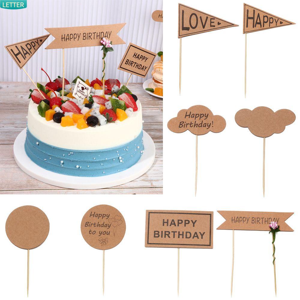 Set 6 que cắm trang trí bánh sinh nhật bằng giấy kraft DIY