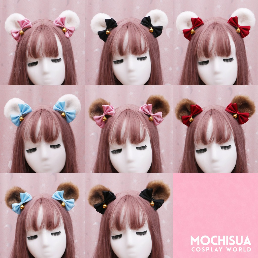 [CÓ SẴN] Tai Gấu Gắn Nơ Dạng Kẹp Dễ Thương Lolita Kawaii