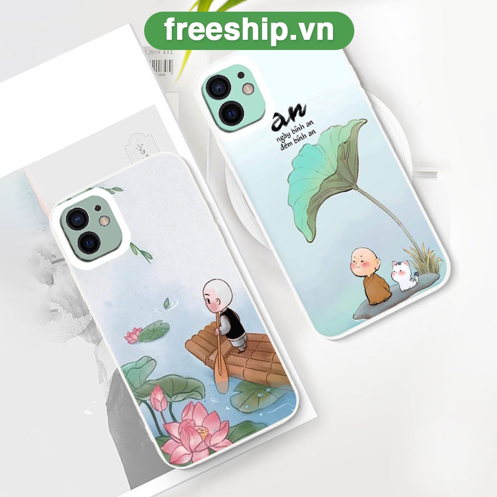 Ốp lưng iphone phong cảnh bình yên chú tiểu và sư thầy đáng yêu ốp iphone chống sốc x/xr/xs/6/6s/7/se2020/12promax