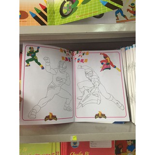 Sách - Tô màu siêu nhân (4 quyển) + bán kèm sáp màu