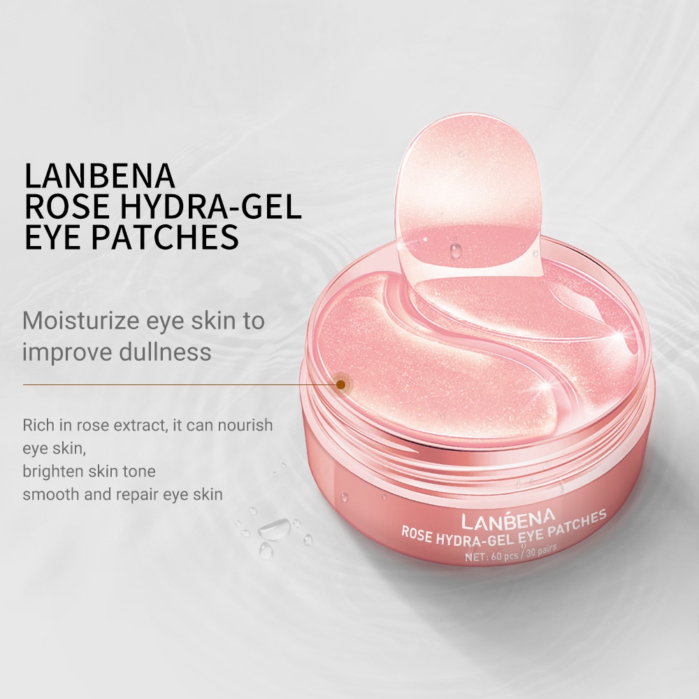 Mặt nạ mắt Collagen hoa hồng LANBENA Loại bỏ bọng mắt xỉn màu Nuôi dưỡng phục hồi làm sáng da Bản vá mắt 60 miếng
