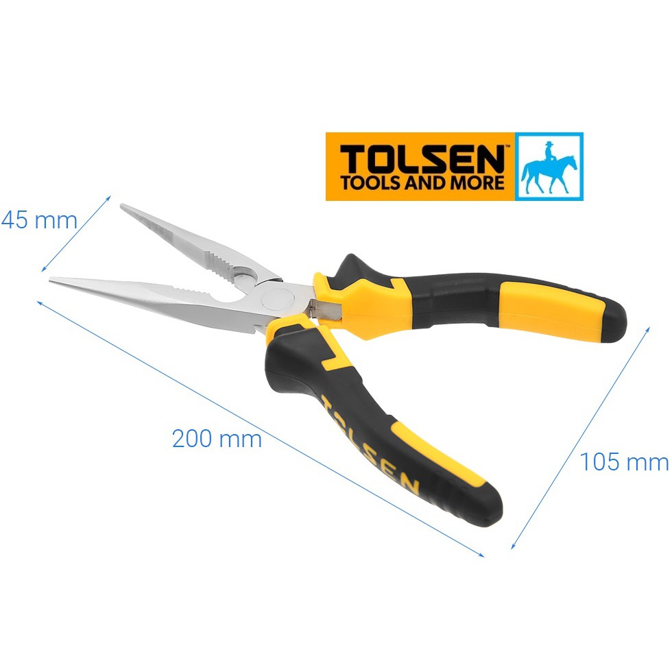 Kềm Mỏ Nhọn Dài 8Inch 200mm Long Nose Pliers TOLSEN 10007