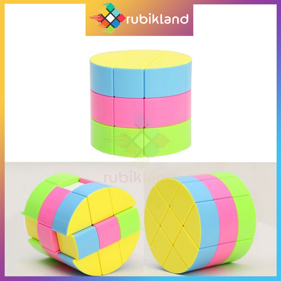 Rubik Biến Thể Cylinder Rubic Z-Cube Cloud 3-layer Cylinder Stickerless Không Viền Đồ Chơi Trí Tuệ Trẻ Em