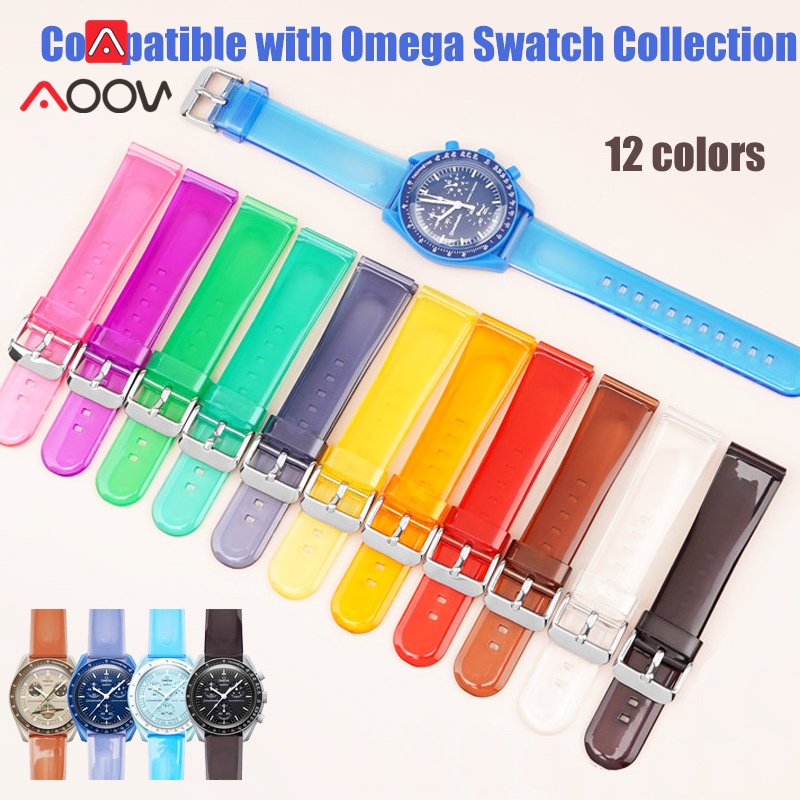 Dây Đeo PVC Trong Suốt 20mm Chống Thấm Nước Thay Thế Cho Đồng Hồ Thể Thao Swatch Omega Collaboration MoonSwatch