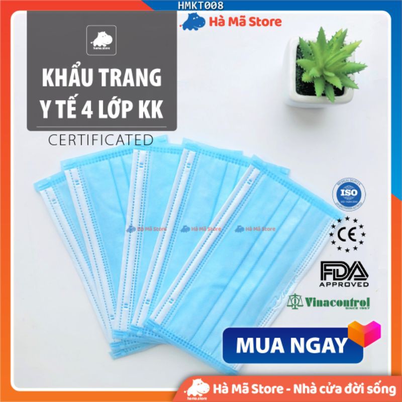 Khẩu trang y tế 50 cái 4 lớp Nam Anh 4U, giấy kháng khuẩn chuẩn xuất khẩu - Hà Mã Store