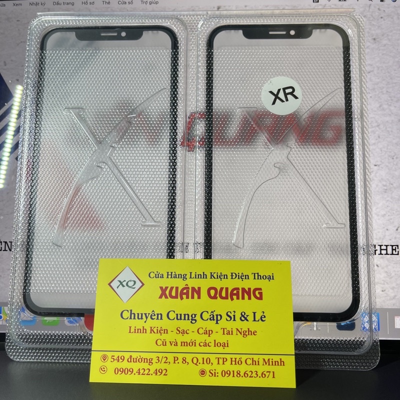 KÍNH ÉP IPHONE XR LIỀN RON CÓ KEO OCA