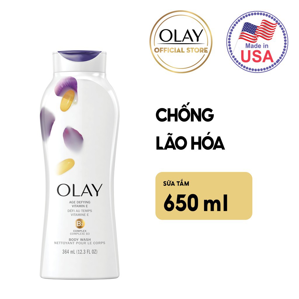 Combo Sữa tắm Olay Body wash Age Defying 650 ml + Sữa tắm Olay Body wash Hydrating Clean Almond Milk 650 ml