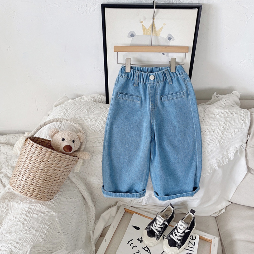 Quần Jean Dài Dáng Suông Co Giãn Tốt Kiểu Hàn Quốc Thời Trang Mùa Thu Cho