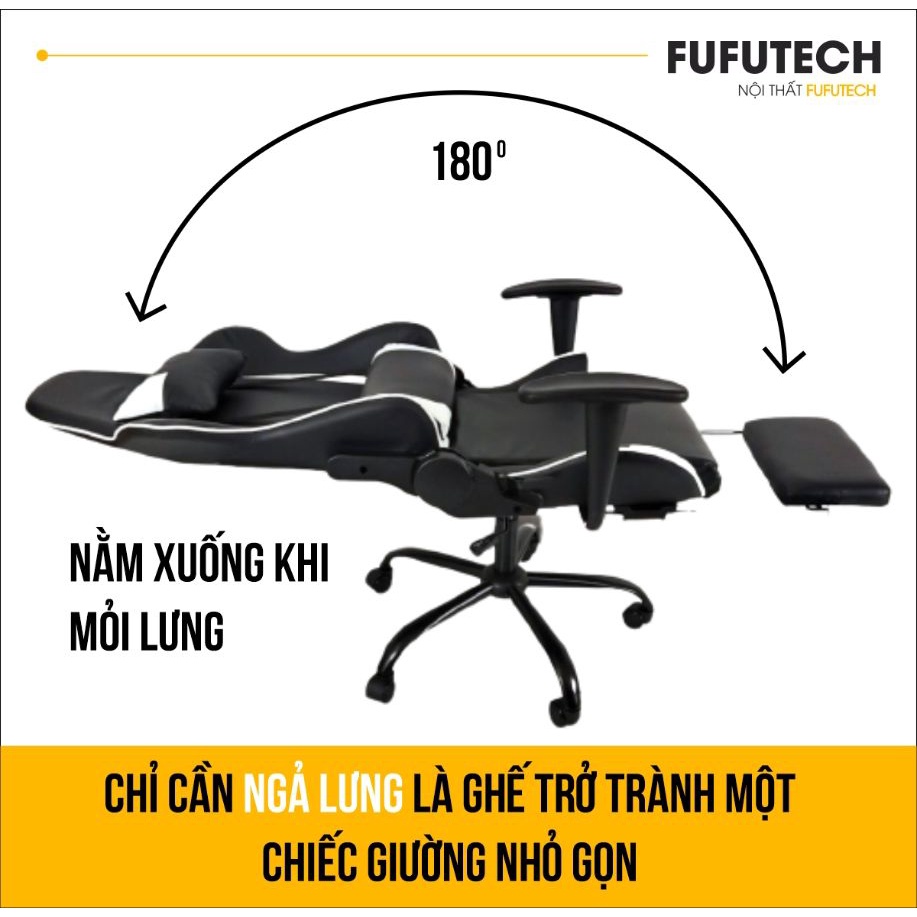 Ghế Chơi Game FUFUTECH Có Gác Chân, Ngã 180 Độ, Da Căng Mịn Không Nhăn