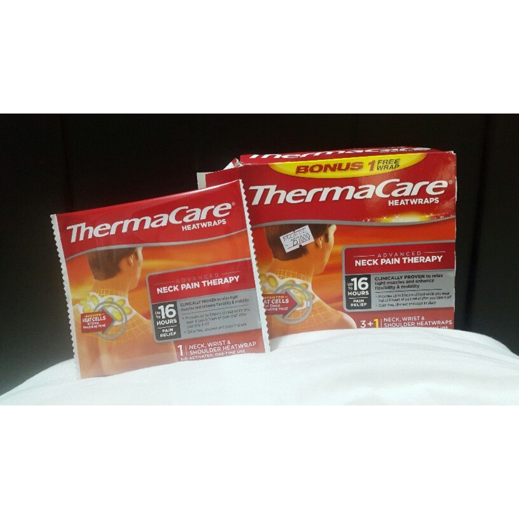 MIẾNG DÁN NHIỆT GIẢM ĐAU VAI GÁY THERMACARE - Neck Wrist & Shoulder Pain Therapy Heatwraps - HỘP 3 MIẾNG
