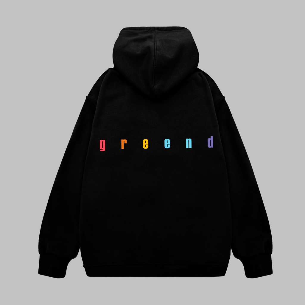 Hoodie GREEND Nỉ Bông Unisex Local Brand Basic Form Rộng Rainbow White/Black HD06