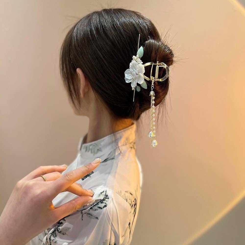 Kẹp Tóc Hình Hoa / Bướm / Cá Mập Màu Đỏ Phong Cách Cổ Điển Thời Trang Xinh Xắn Cho Nữ