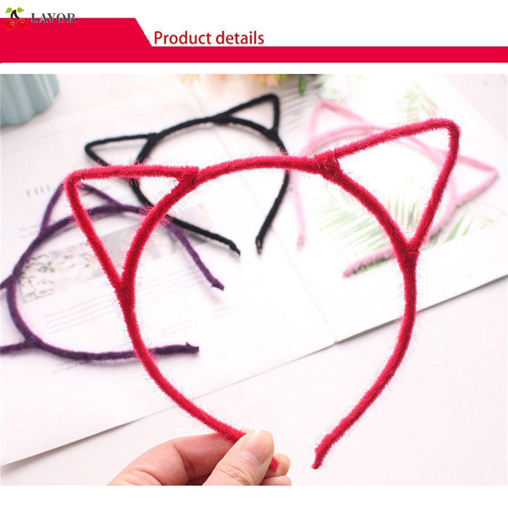 Băng Đô Cài Tóc Hình Tai Mèo Bông Nhiều Màu Sắc Xinh Xắn Cho Nữ