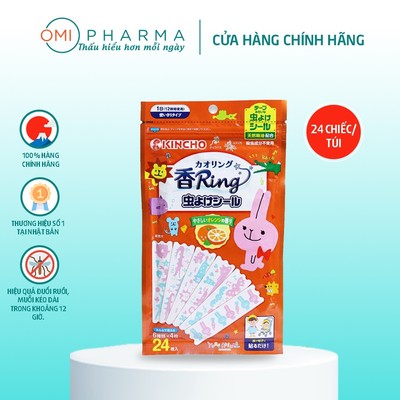 Miếng Dán Chống Muỗi, Đuổi Côn Trùng Hương Cam Ngọt Kincho (24 Miếng/Túi)