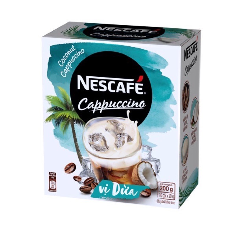 [Ăn Tết] Hộp cà phê hòa tan Nescafe Cappuccino Vị Dừa - Hộp 10 gói x 20g | BigBuy360 - bigbuy360.vn
