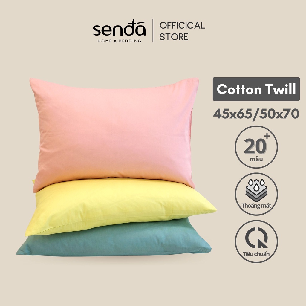 Vỏ gối Cotton thô lụa 50x70 45x65 cm Sen Đá Home Bedding trơn màu, áo gối, bao gối nằm cao cấp 100% Cotton Twill 40s