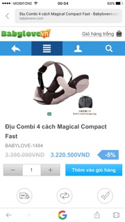 Địu Combi 4 tư thế hàng trưng bày