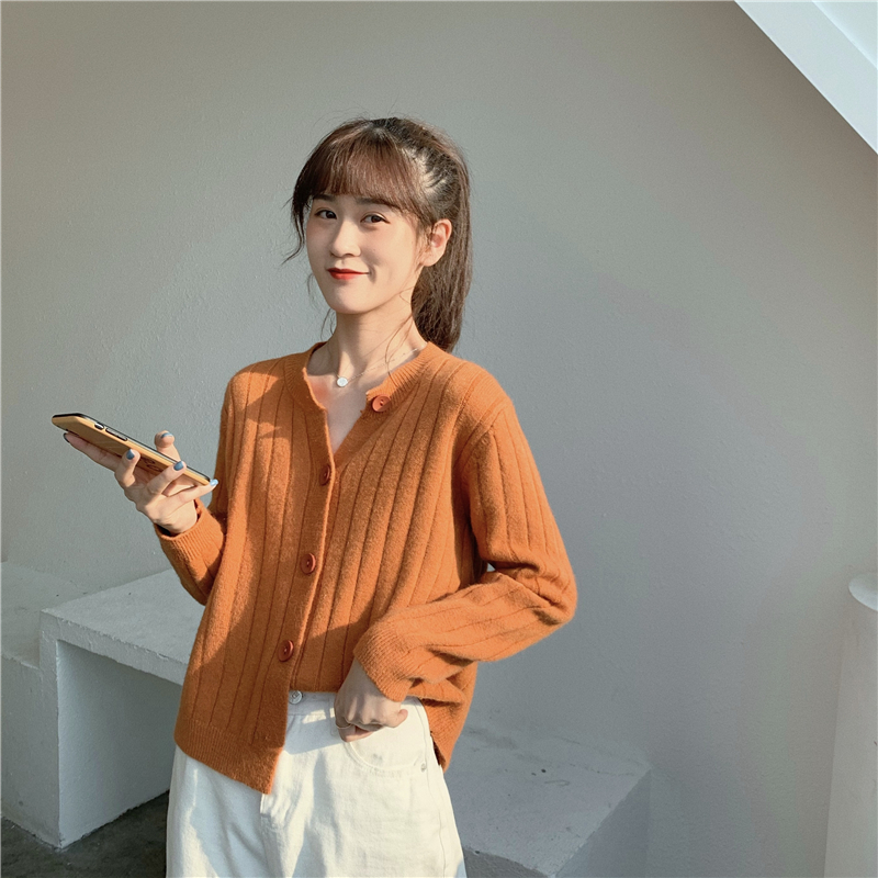 Áo len nữ Cardigan Dệt Kim Tay Dài Màu Trơn Thời Trang Mùa Thu