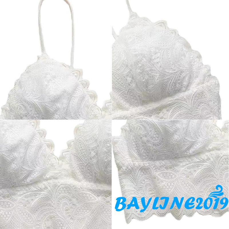 Áo lót màu trơn nâng ngực phối ren đơn giản phong cách ngọt ngào thời trang cho nữ