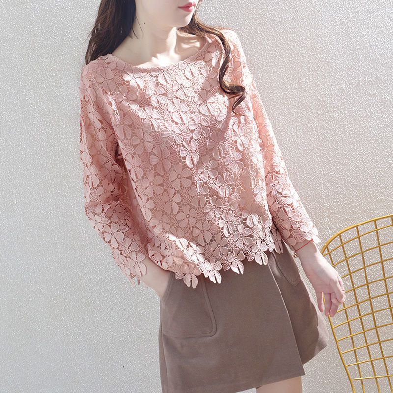 Áo Kiểu Tay Dài Phối Ren Rỗng Thời Trang Mùa Thu Dành Cho Nữ