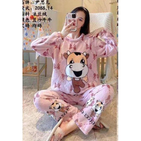 Bộ ngủ Lông mặc nhà Cao Cấp, siêu ấm, siêu dày nhiều hình dễ thương.