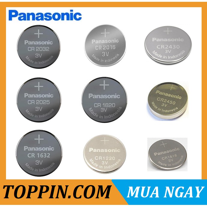 [TOPPIN] Pin Cúc Áo Panasonic CR2032 - CR2025 - CR2016 - CR1632 - CR1620 - CR1616 - CR1220 - CR2450 - CR2430 3V Lithium