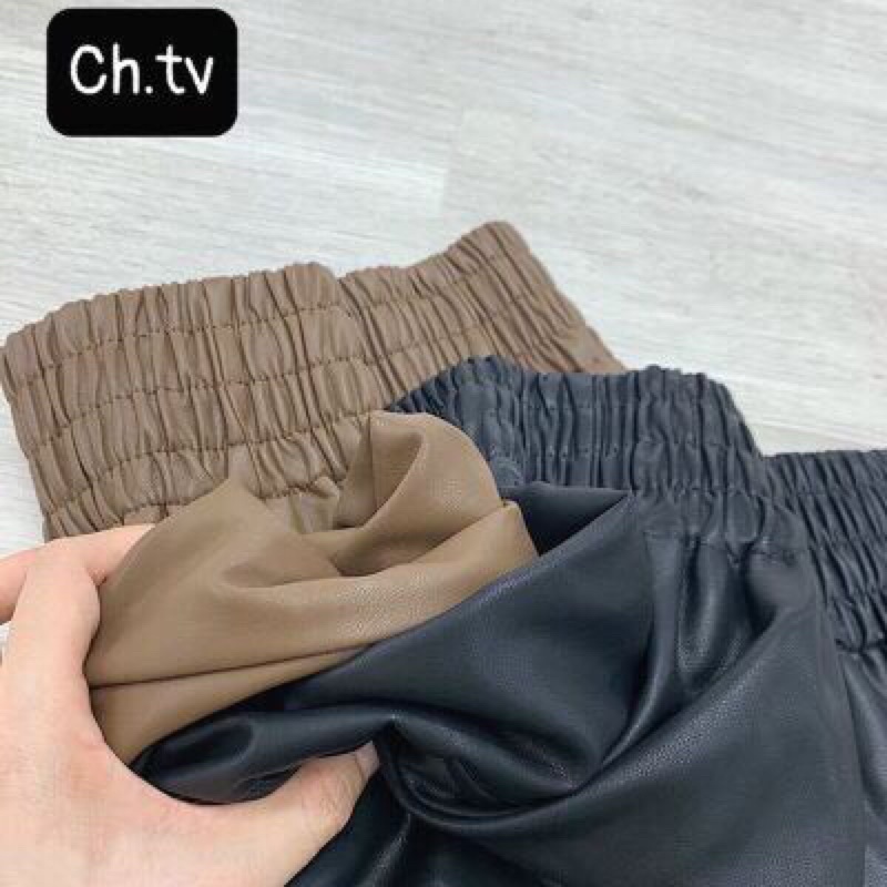 Quần short da [Ảnh thật] quần sooc da nữ lót nỉ mỏng siêu hot