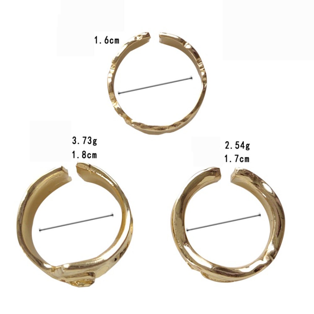Set 3 Nhẫn Đeo Ngón Tay Họa Tiết Hình Học Thời Trang Hàn Quốc Cho Nữ