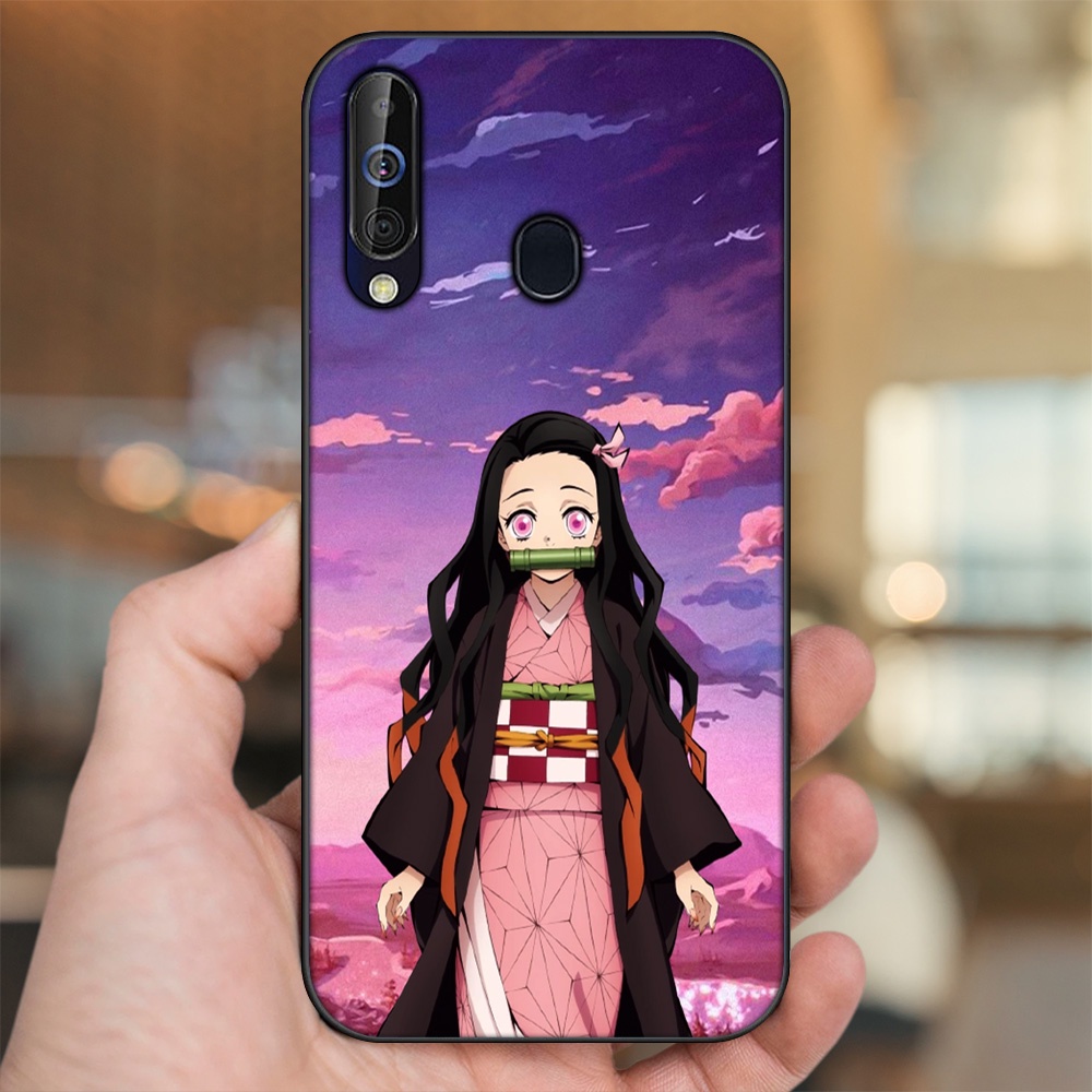 Ốp lưng Samsung A8s, A60, M30 viền đen in hình Nezuko Kimetsu no Yaiba