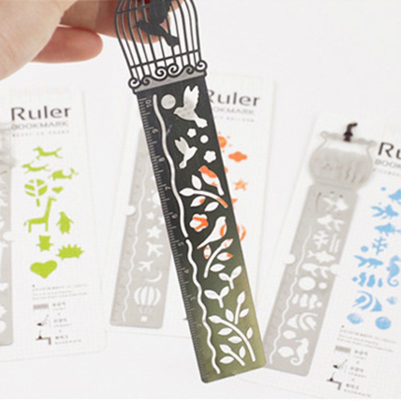 Thước đánh dâu bằng kim loại mỏng nhiều hình dễ thương Ruler Bookmark