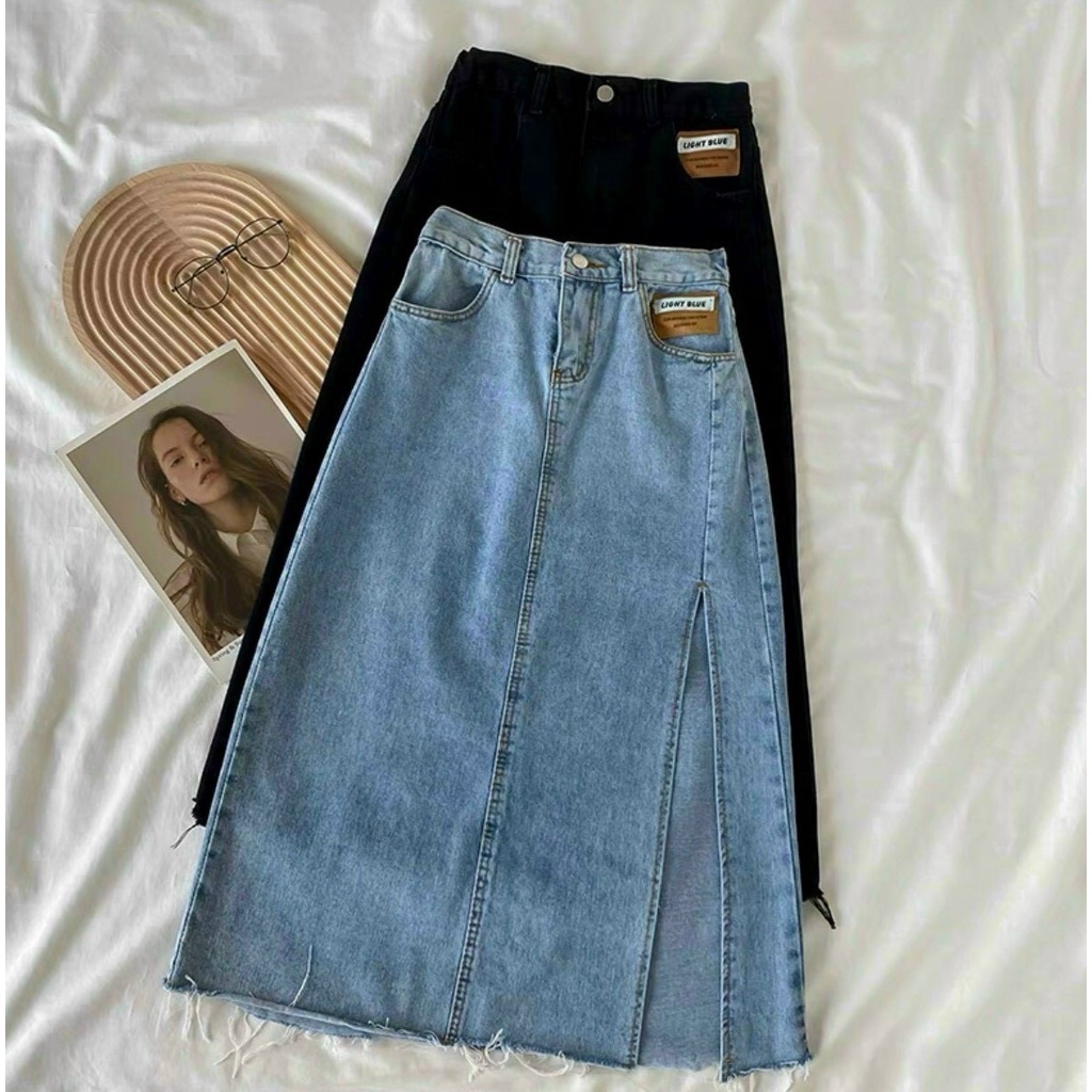 Chân Váy Denim Lưng Cao Xẻ Tà Quyến Rũ Cho Nữ CvJeanXe/P0AK2