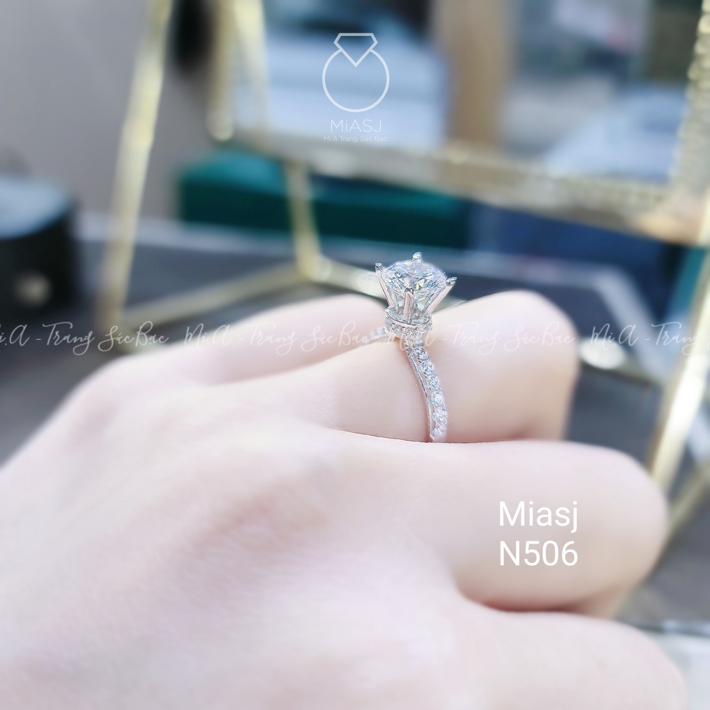 Nhẫn bạc nữ Bạc Ý S925 đính đá CZ cao cấp thanh lịch N506 | MIASJ Trang sức bạc