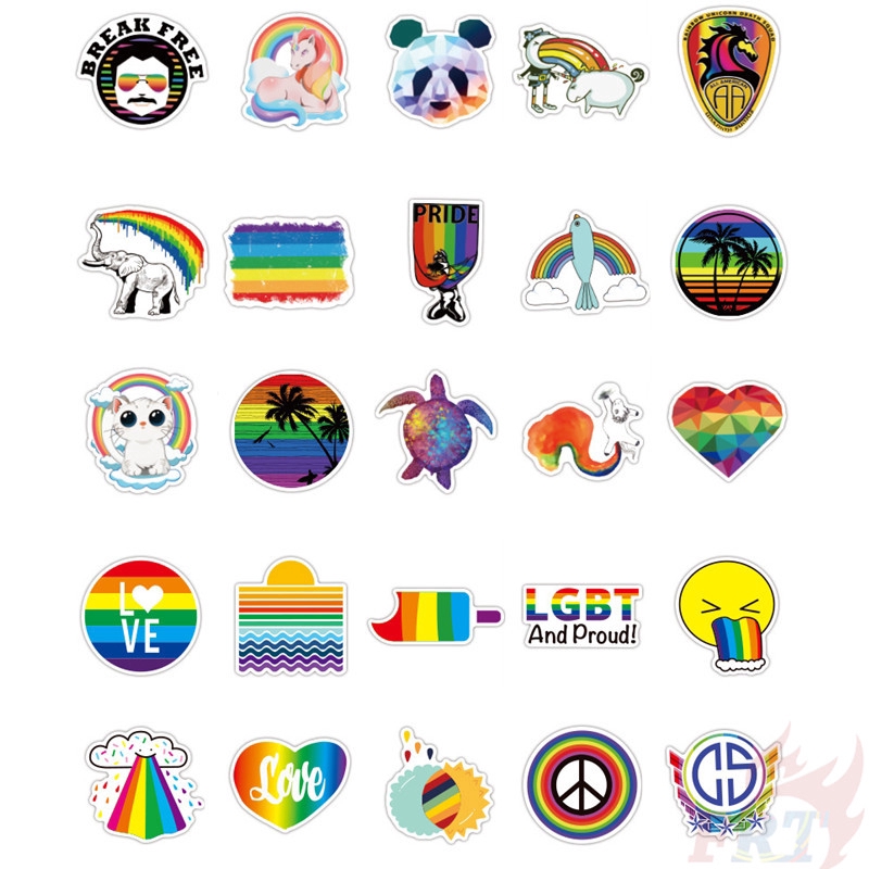 100Pcs/Set ❉ Ins - Rainbow Color Series A Giấy và decal dán tường ❉ DIY Mixed Laptop Skateboard Decals Doodle Stickers