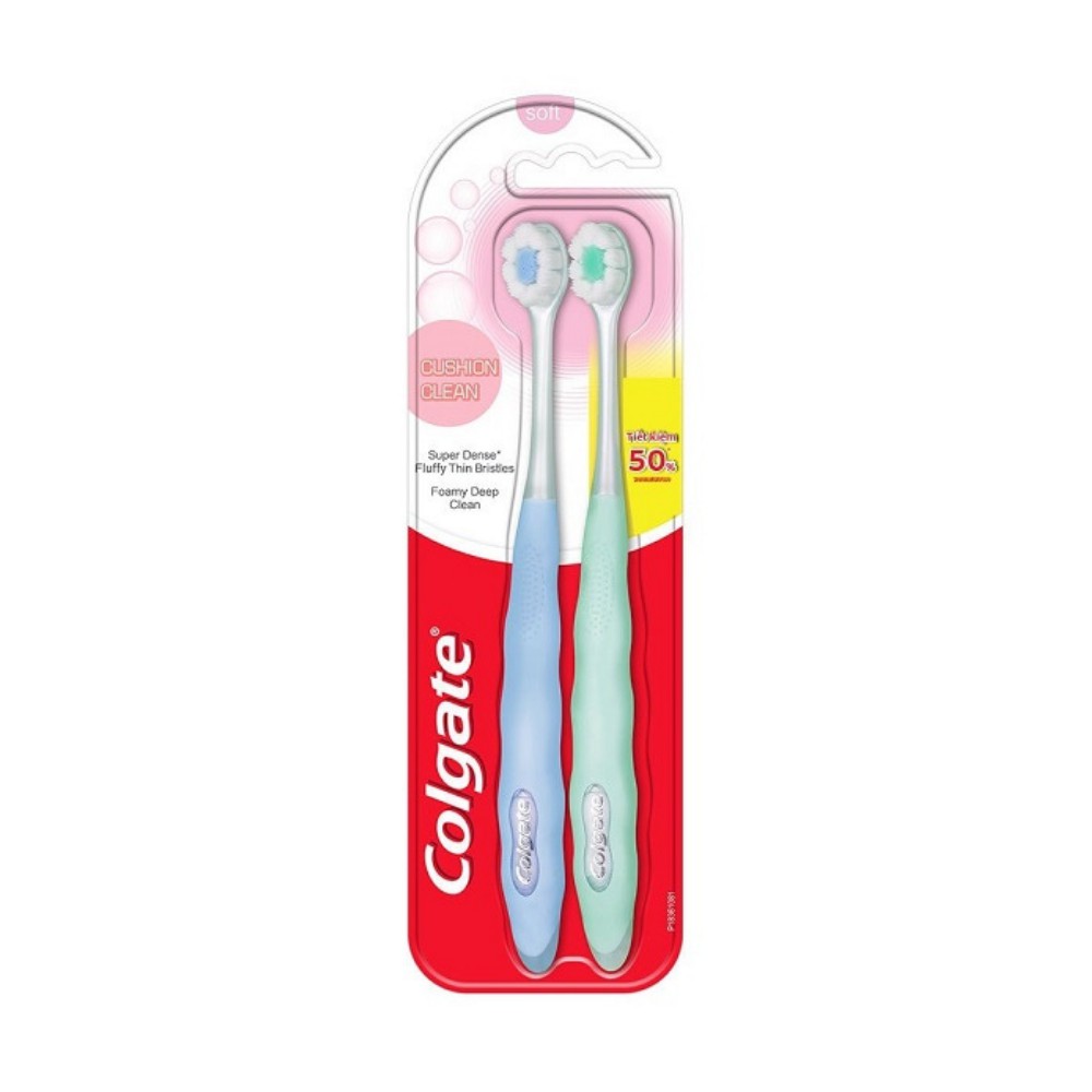 Bộ đôi bàn chải Colgate Cushion Clean công nghệ tạo bọt kem siêu mịn