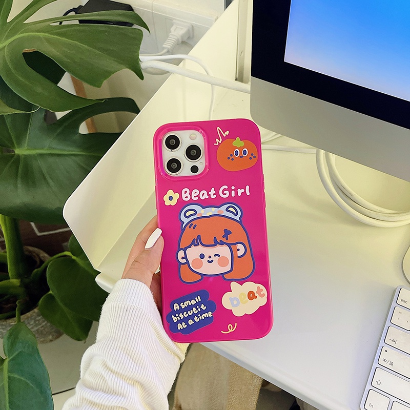 Ốp điện thoại TPU hình bé gái và quả cam thích hợp cho iPhone 11 Pro Max X Xr Xs Max 7 8+ Se 2020 12 pro max 12 mini
