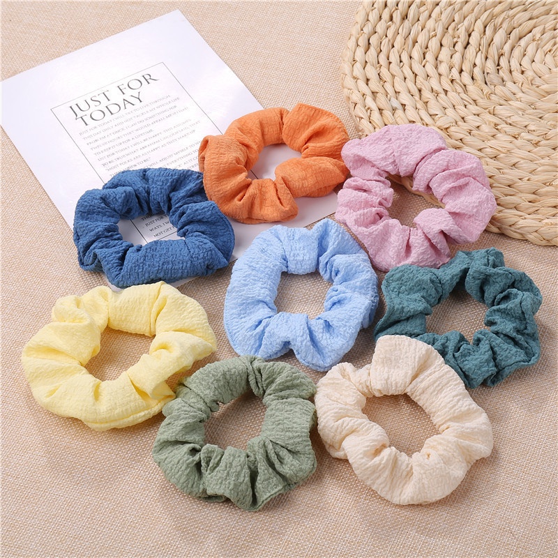 Dây Buộc Tóc Cao Su Co Giãn Họa Tiết Sọc Caro Phong Cách Hàn Quốc Thời Trang Cho Nữ