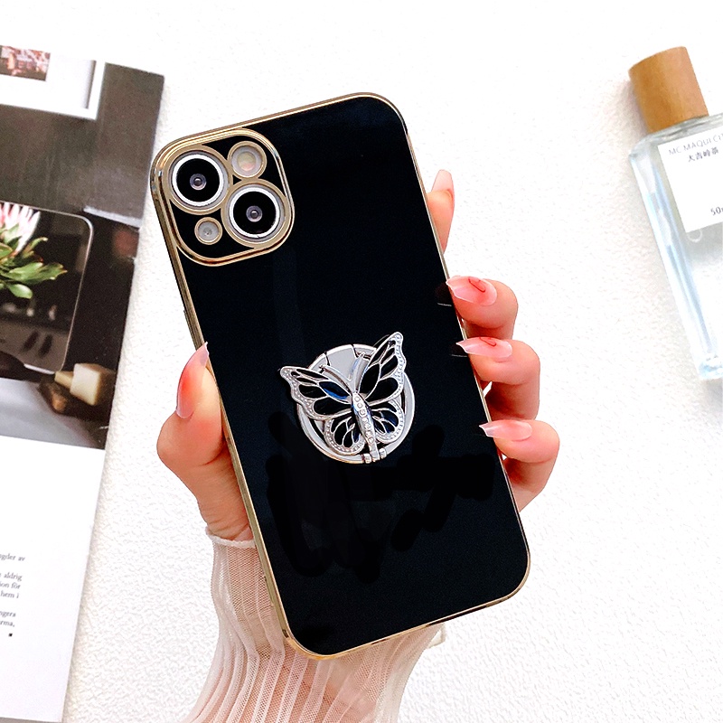 Ốp Điện Thoại Mềm Tích Hợp Giá Đỡ Hình Bướm Sang Trọng Dành Cho iphone 11 12 13 pro max ip 11 pro 12 pro 13 pro
