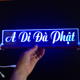 Chữ điện mica đèn LED đổi màu : A DI ĐÀ PHẬT ( cao 10cm x dài 50cm)