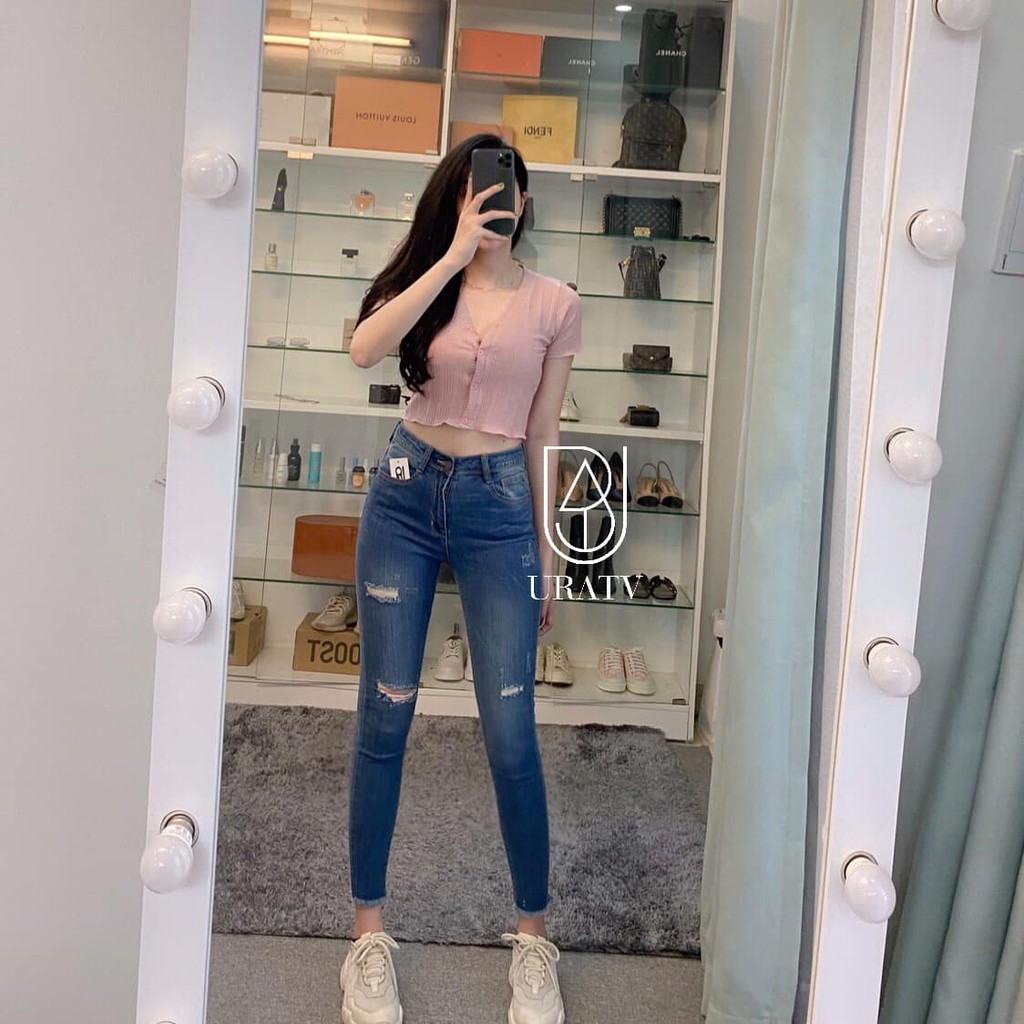 [FREESIZE + ẢNH CHÍNH CHỦ] Áo CROPtop GÂN NÚT URATV