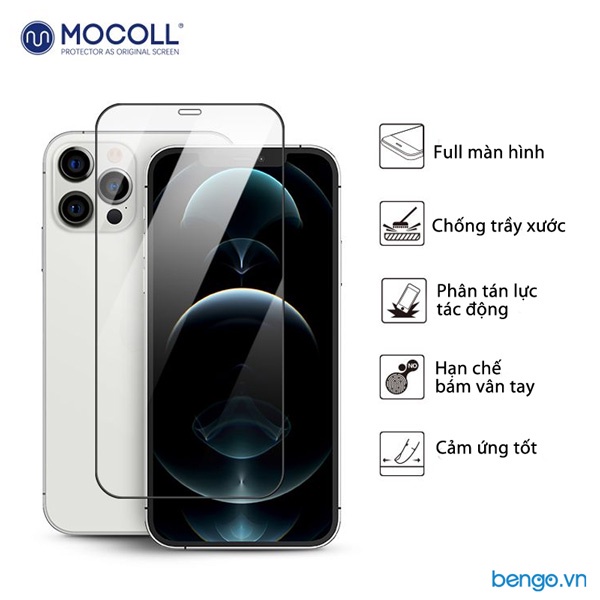 Dán cường lực iP 12 Pro Max MOCOLL 2.5D Full màn hình/Full màn hình Clear