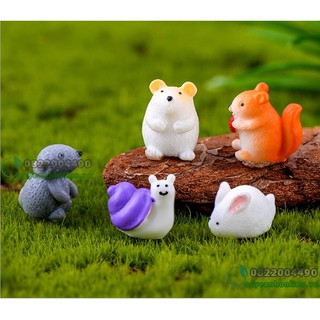 2 con Động vật nhỏ trang trí tiểu cảnh, mô hình con vật xinh xắn