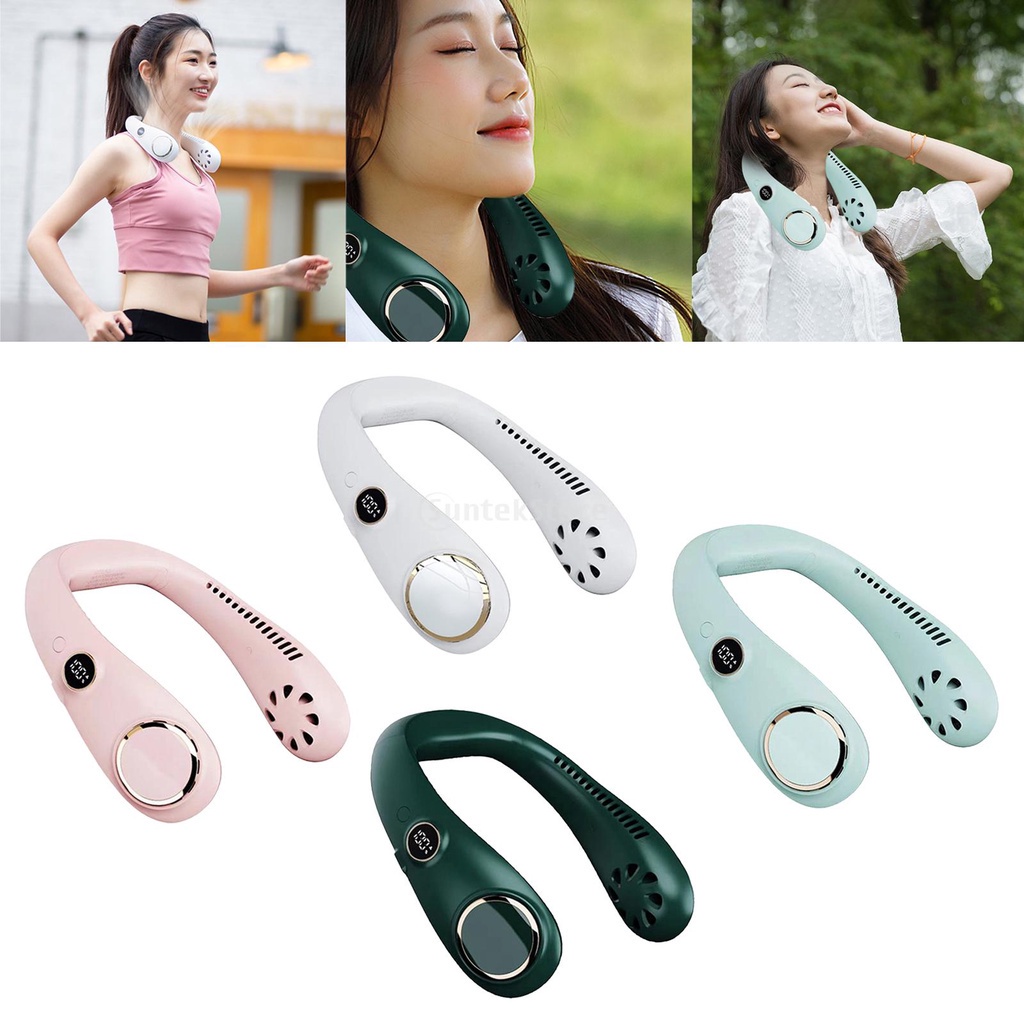Quạt Đeo Cổ, Quạt Gió Tích Điện Mini 3 Cấp Độ Gió, Sạc USB