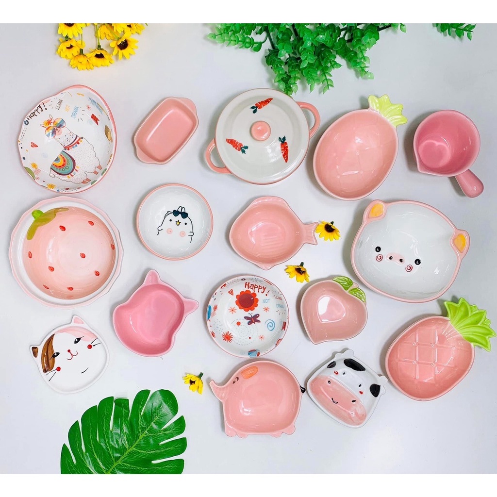 Bát ăn dặm cho bé hình hoa quả động vật cute đáng yêu dung tích 30- 350ml chất liệu gốm sứ cao cấp Minababyvn