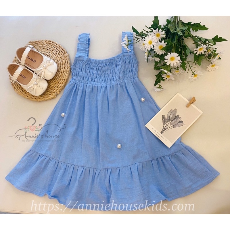VÁY ĐẦM BÉ GÁI ANNIE ĐẦM XANH MAXI NHÚN NGỰC