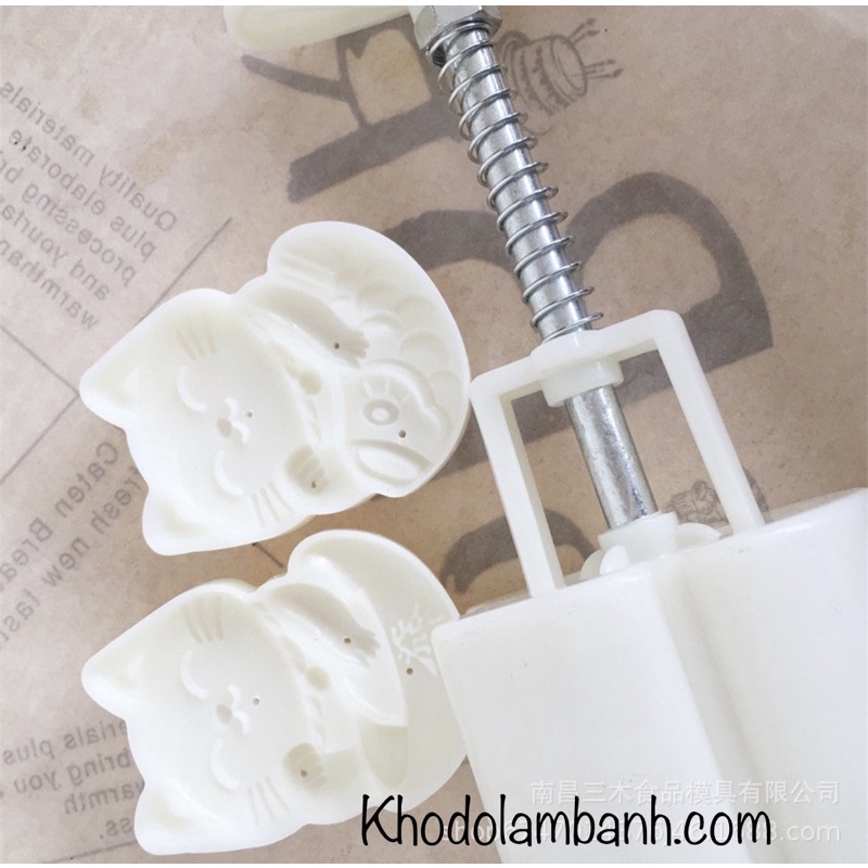 Khuôn trung thu mèo thần tài 2 mặt 50g