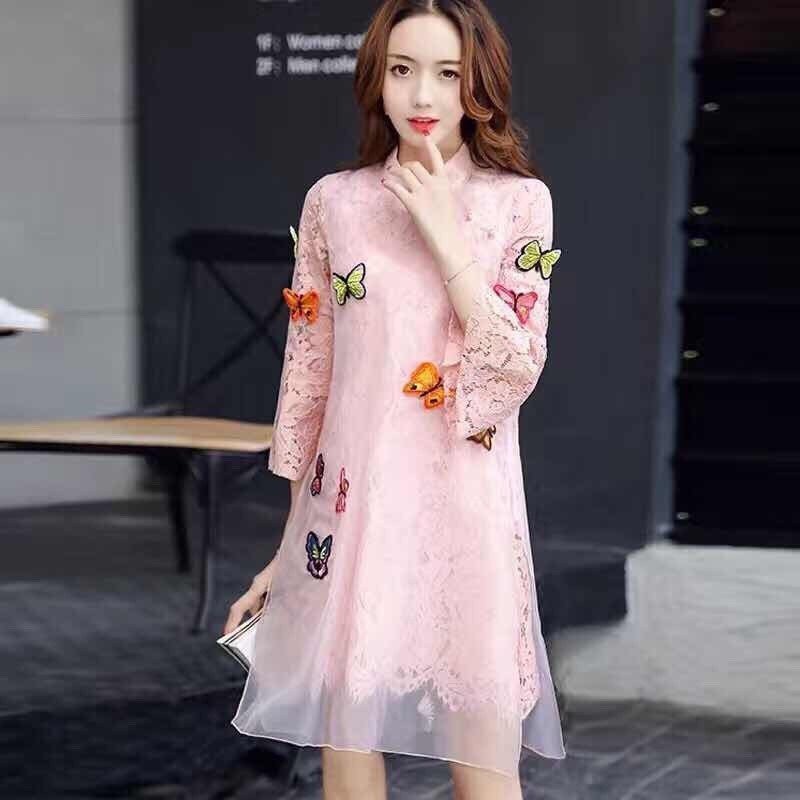 ĐẦM SUÔNG PHỐI REN HỌA TIẾT THÊU có size lớn XXL - HÀNG NHẬP KHẨU