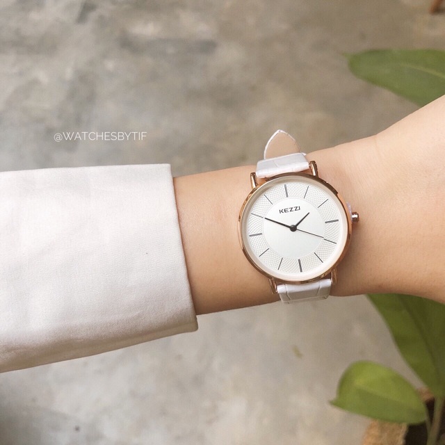 Đồng hồ nam nữ KEZZI CLASSIC dây da trắng size 32/40mm | BigBuy360 - bigbuy360.vn