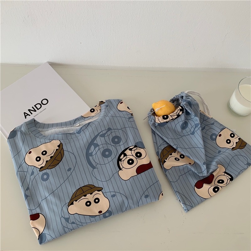 Váy ngủ cộc tay đầm ngủ dáng suông chất cotton mềm mát họa tiết hoạt hình dễ thương P3-H