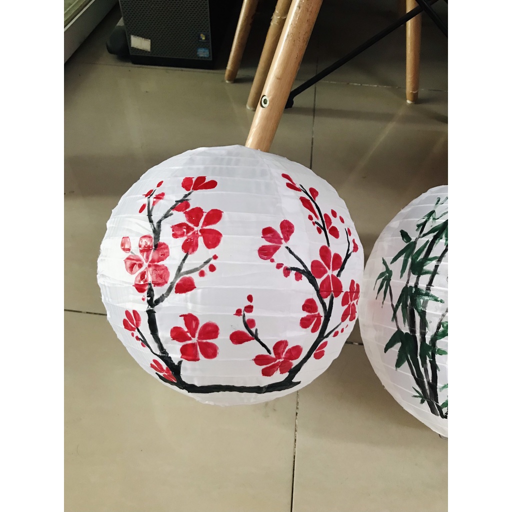 Đèn Tròn Vẽ Hoa Đào, Cành Trúc